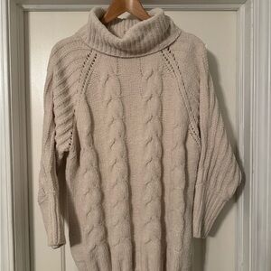 moon & madison Beige Cable Knit Turtleneck Sweater